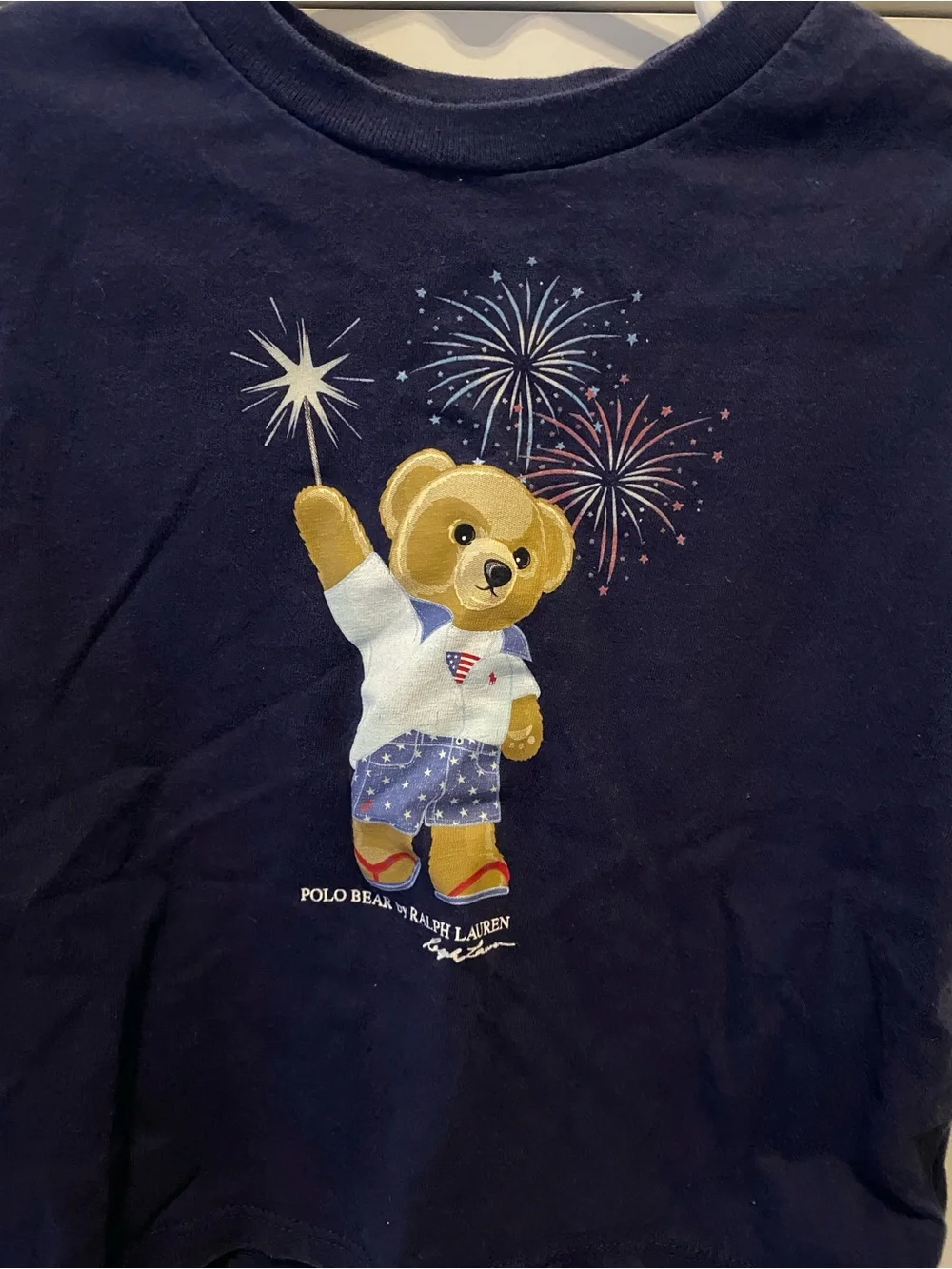 Ralph Lauren Navy Short-Sleeve Polo Bear Tee / Size 24m / GUC